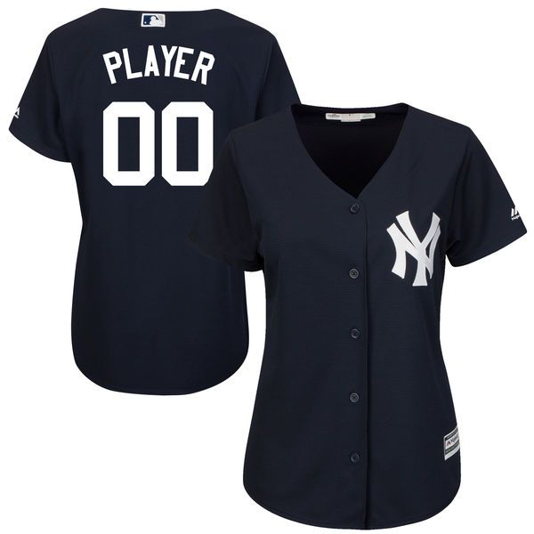 Women New York Yankees Majestic Navy Blue Cool Base Alternate MLB Jersey